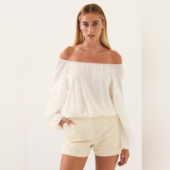 Line the Label Padma Luxe Off Shoulder Cream Top - Picture 1 of 7